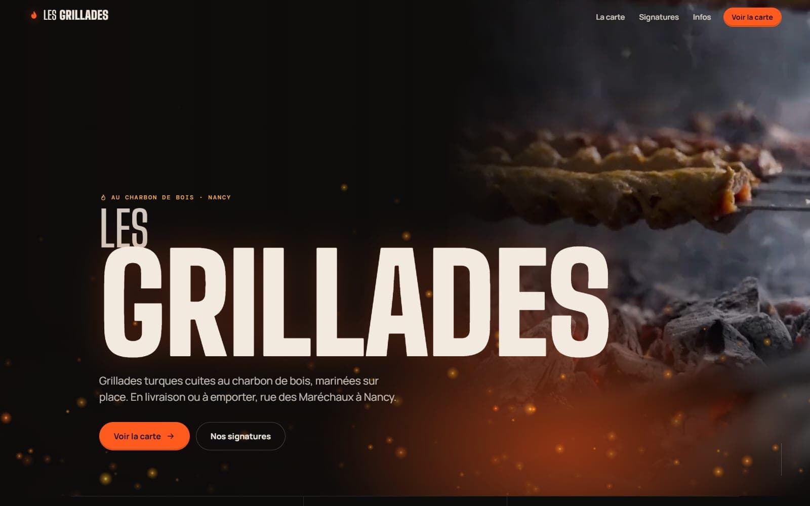 Site de Les Grillades, vue ordinateur